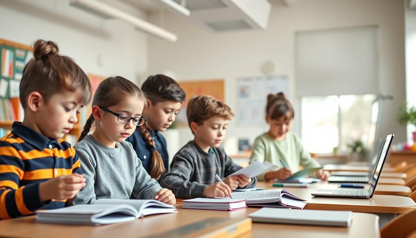 Student using a study guide to organize academic notes